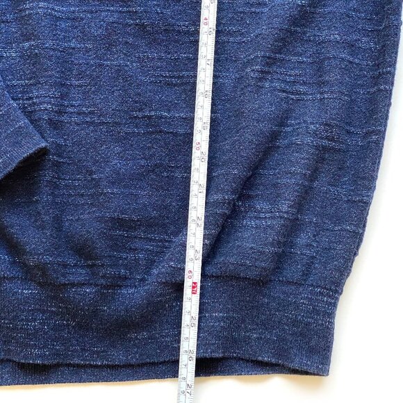 J.Crew Mens Cotton Navy Crewneck Sweater Size L Textured Raglan Sleeve Preppy - Picture 8 of 9